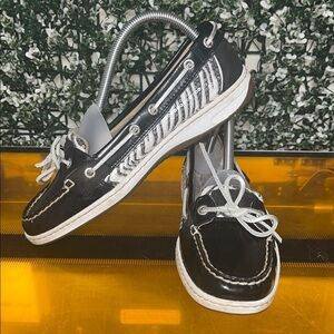 Sperry Black Zebra Boat Shoes